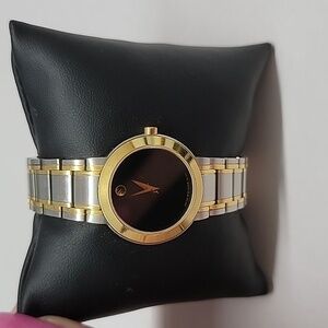 Movado Ladies Stiri Quartz Black Dial Two Tone Watch